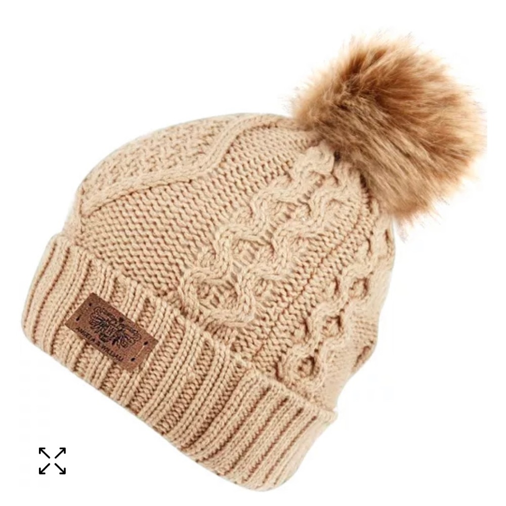 🆕ANGELA & WILLIAM Faux Fur Pom Beanie with Fleece Lining